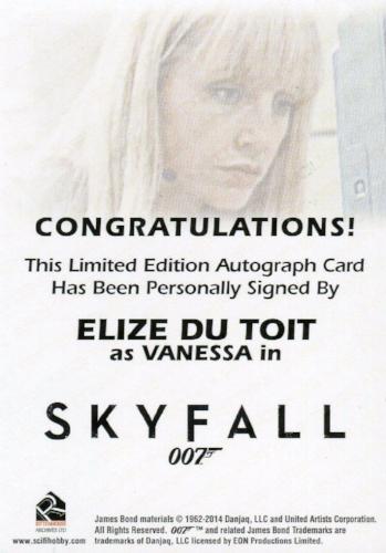 James Bond Archives 2014 Edition Elize Du Toit Autograph Card   - TvMovieCards.com