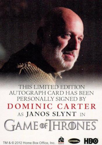 Game of Thrones Season 4 Dominic Carter as Janos Slynt Autograph Card   - TvMovieCards.com