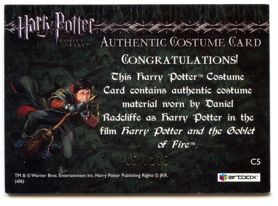 Harry Potter Goblet Fire Update Harry's Wizard Robe Costume Card HP C5 #051/275   - TvMovieCards.com