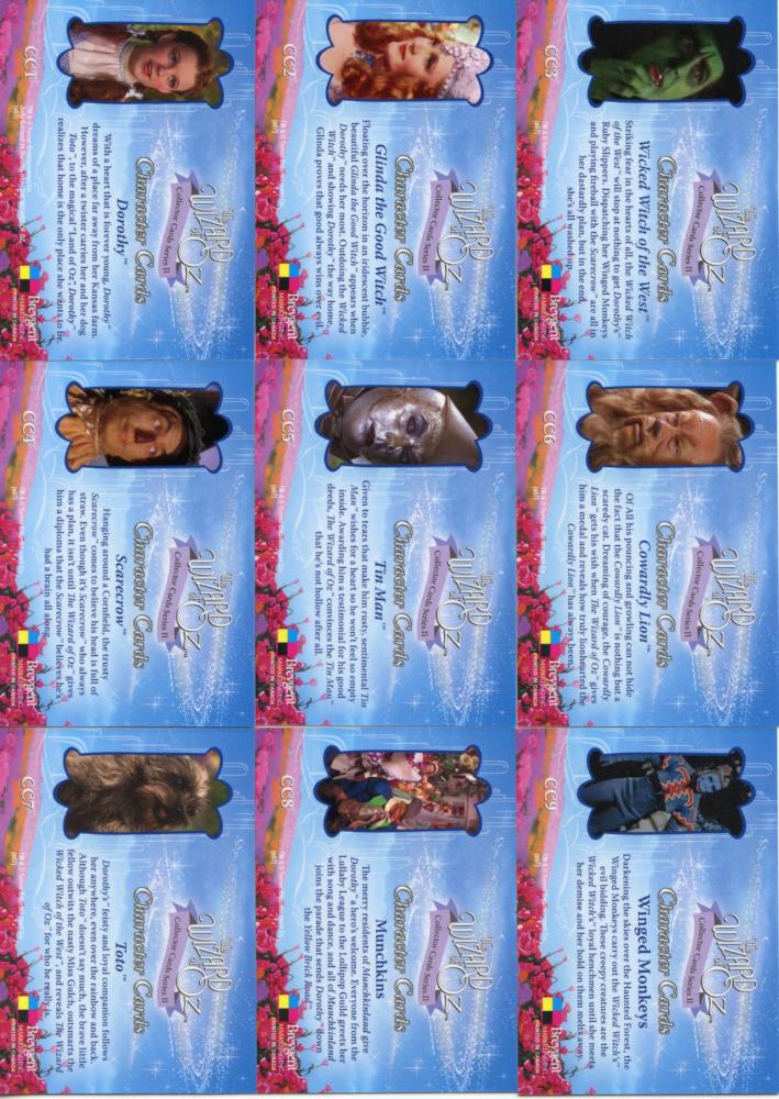 Wizard of Oz Series 2 9 Card Character Chase Card Set Breygent 2007 CC1 - CC9 - TvMovieCards.com