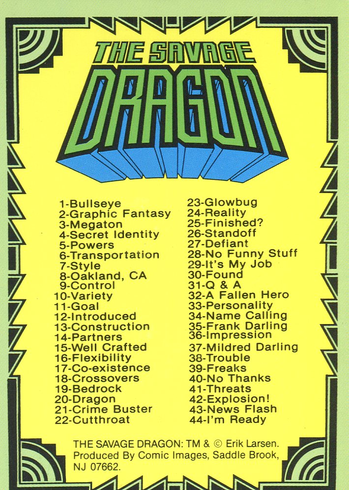 Savage Dragon Base Card Set 90 Cards Comic Images 1992   - TvMovieCards.com