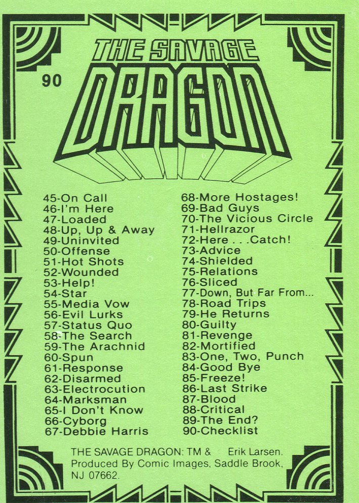 Savage Dragon Base Card Set 90 Cards Comic Images 1992   - TvMovieCards.com