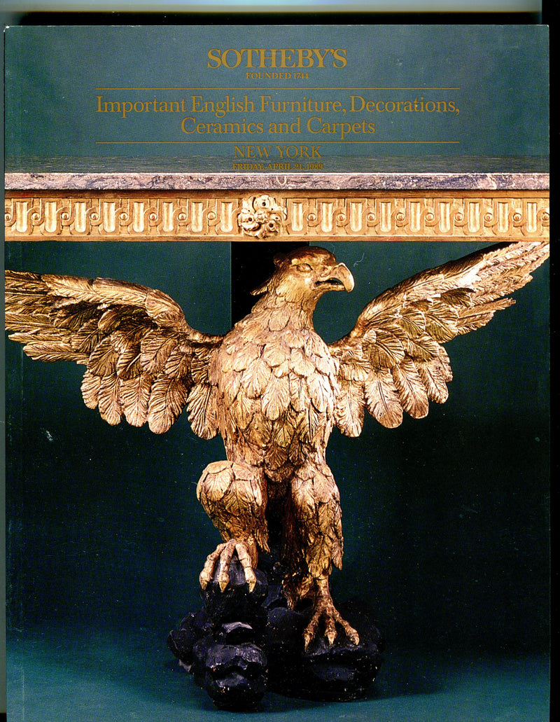 Sothebys Auction Catalog April 21 1989 Important English Furniture, Decorations   - TvMovieCards.com