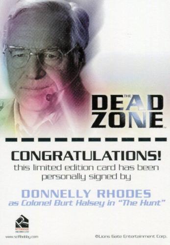Dead Zone Seasons 1 & 2 Donnelly Rhodes as Colonel Burt Halsey Autograph Card   - TvMovieCards.com
