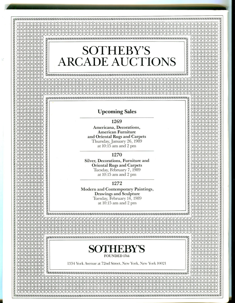 Sothebys Arcade Auction Catalog Jan 24th, 1989 American Paintings, Drawings   - TvMovieCards.com