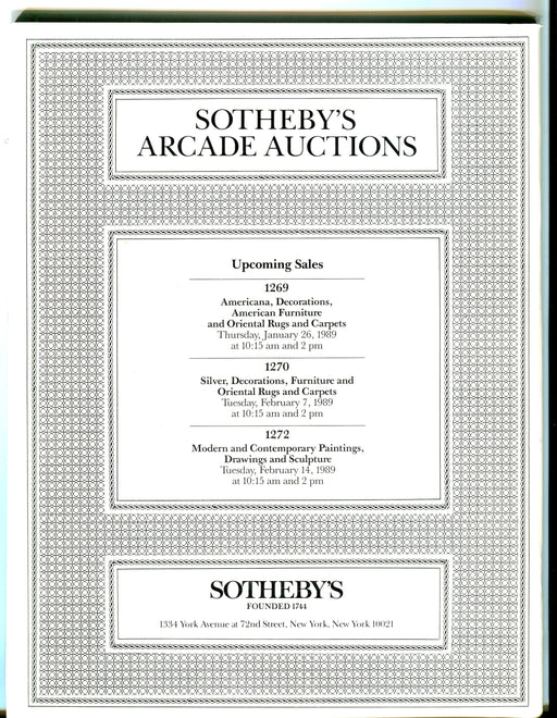 Sothebys Arcade Auction Catalog Jan 24th, 1989 American Paintings, Drawings   - TvMovieCards.com