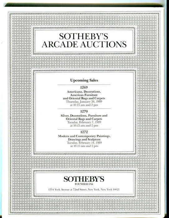 Sothebys Arcade Auction Catalog Jan 24th, 1989 American Paintings, Drawings   - TvMovieCards.com