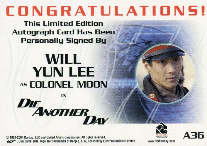 James Bond A36 The Quotable James Bond Will Yun Lee Autograph Card   - TvMovieCards.com