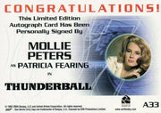 James Bond A33 The Quotable James Bond Mollie Peters Autograph Card   - TvMovieCards.com