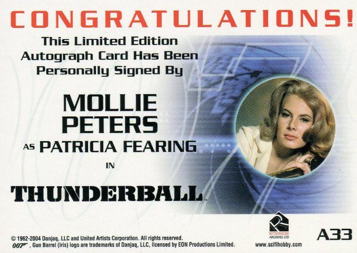 James Bond A33 The Quotable James Bond Mollie Peters Autograph Card   - TvMovieCards.com