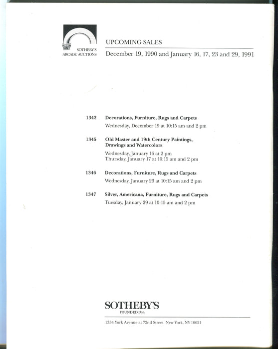 Sothebys Auction Catalog December 17th, 1990 American Painting Drawing Sculpture   - TvMovieCards.com
