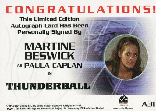 James Bond A31 The Quotable James Bond Martine Beswick Autograph Card   - TvMovieCards.com