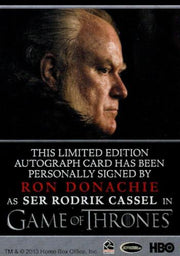 Game of Thrones Season 3 Ron Donachie as Ser Rodrik Cassel Autograph Card   - TvMovieCards.com