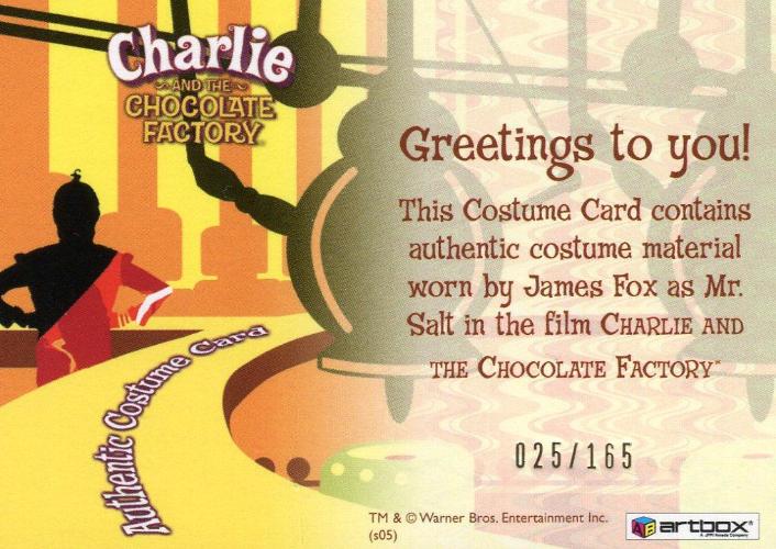 Charlie & Chocolate Factory James Fox as Mr. Salt Costume Card #025/165   - TvMovieCards.com