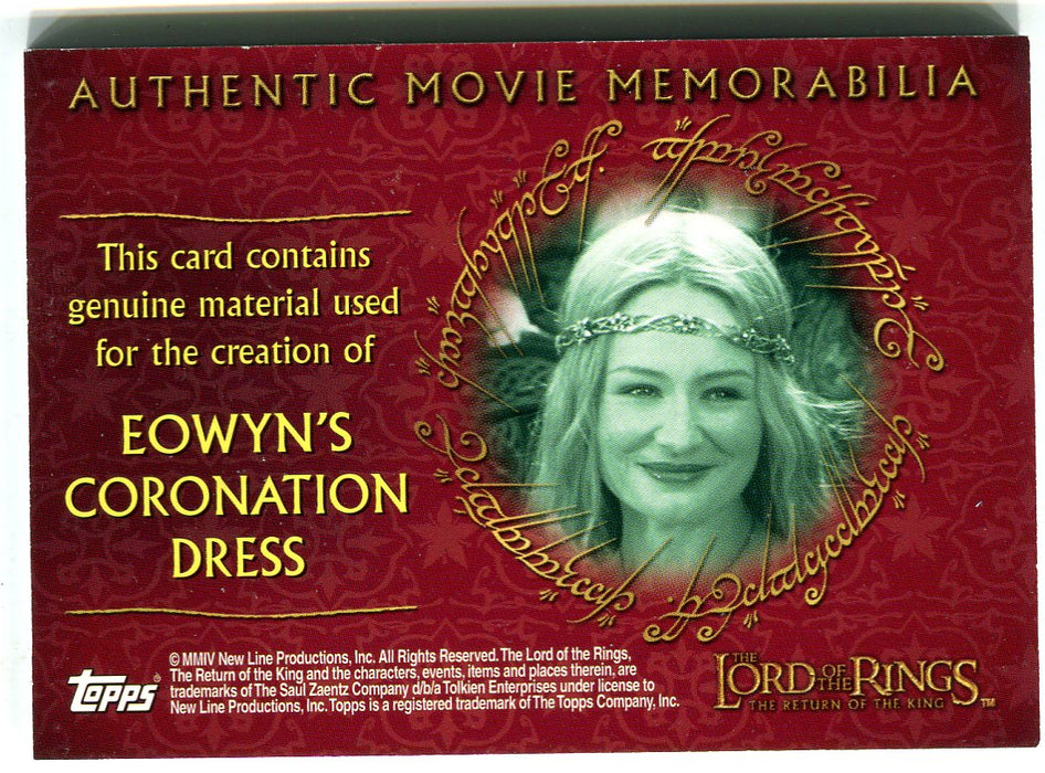 Lord of the Rings Return of King Eowyn's Coronation Dress Costume Card   - TvMovieCards.com