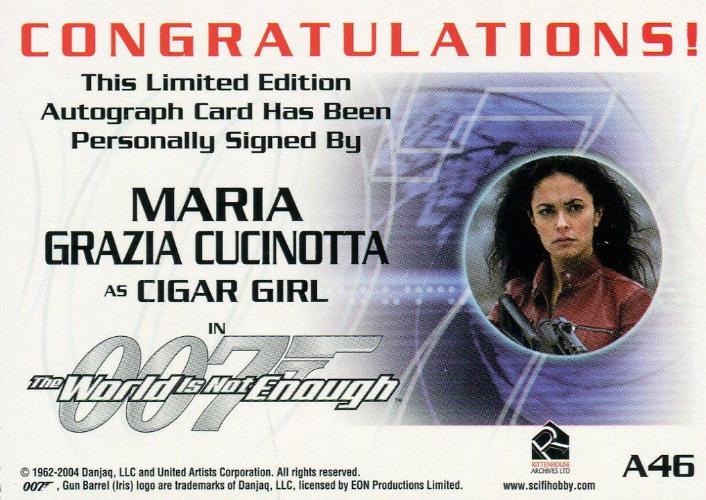 James Bond A46 The Quotable James Bond Maria Grazia Cucinotta Autograph Card   - TvMovieCards.com