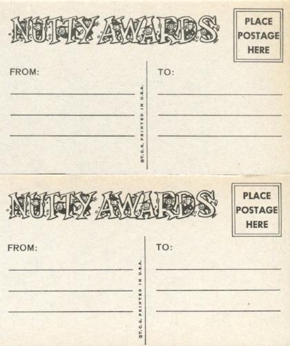 Nutty Awards Postcards Vintage Card Set 32 (Postcard Size) Cards Topps 1964   - TvMovieCards.com