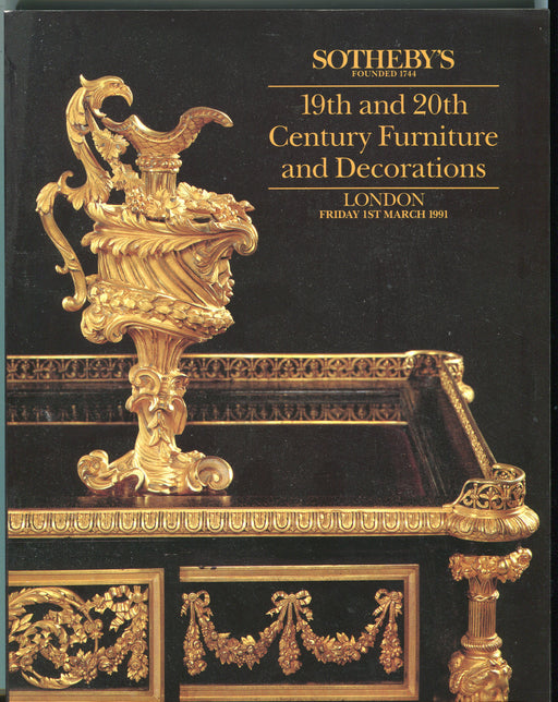 Sothebys Auction Catalog March 1 1991 19th-20th Century Furniture & Decorations   - TvMovieCards.com
