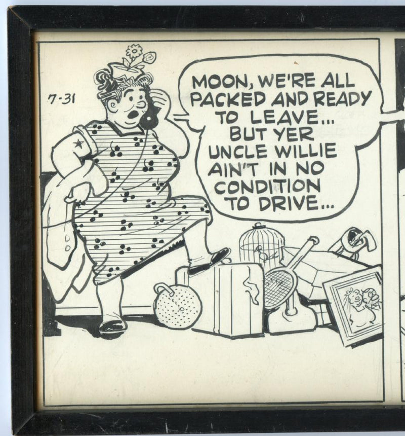 Frank Willard Moon Mullins Comic Strip Original Art  Framed 7-31  Hand SIGNED Bl   - TvMovieCards.com