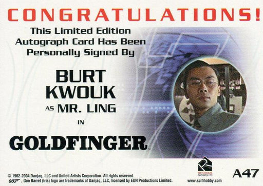 James Bond A47 The Quotable James Bond Burt Kwouk Autograph Card   - TvMovieCards.com