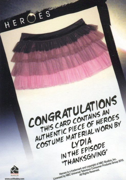 Heroes Archives Lydia Costume Card Rittenhouse 2010   - TvMovieCards.com