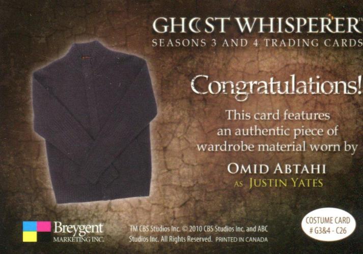 Ghost Whisperer Seasons 3 & 4 Omid Abtahi as Justin Yates Costume Card C26   - TvMovieCards.com