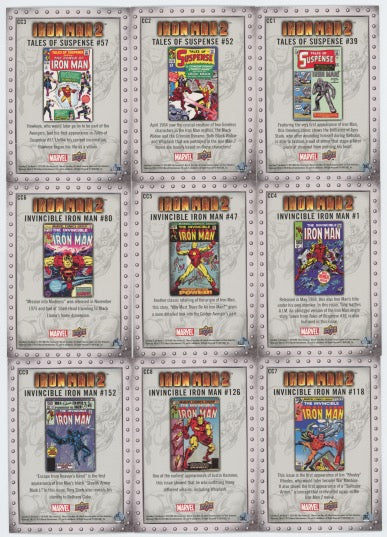 2010 Iron Man Movie 2 Comic Covers Chase Card Set CC1 - CC9 Upper Deck 2010 - TvMovieCards.com