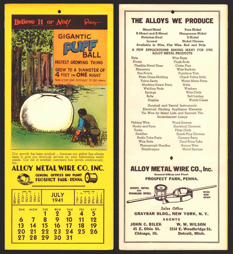 Ripley's Believe It or Not Facts Foldout Advertising Calendar 1933 - 1942 You Pi - TvMovieCards.com