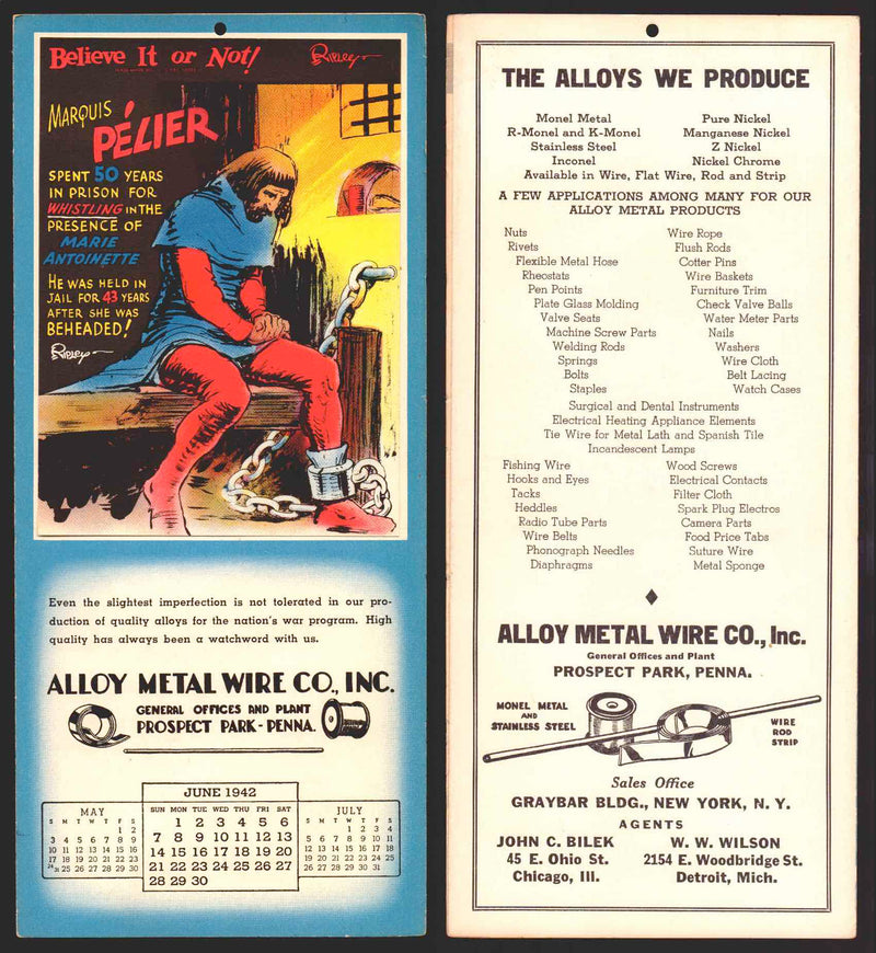 Ripley's Believe It or Not Facts Foldout Advertising Calendar 1933 - 1942 You Pi - TvMovieCards.com