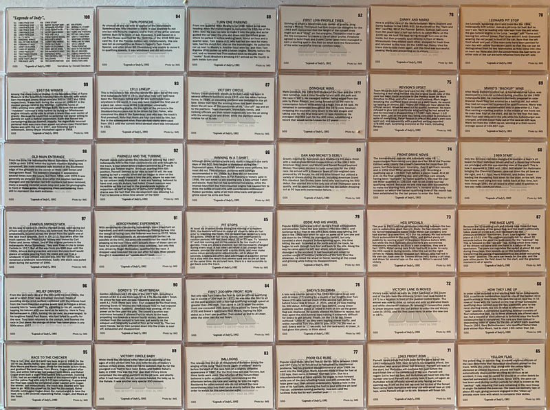 Legends of Indy 1992 Racing 100 Card Set G.S.S.   - TvMovieCards.com