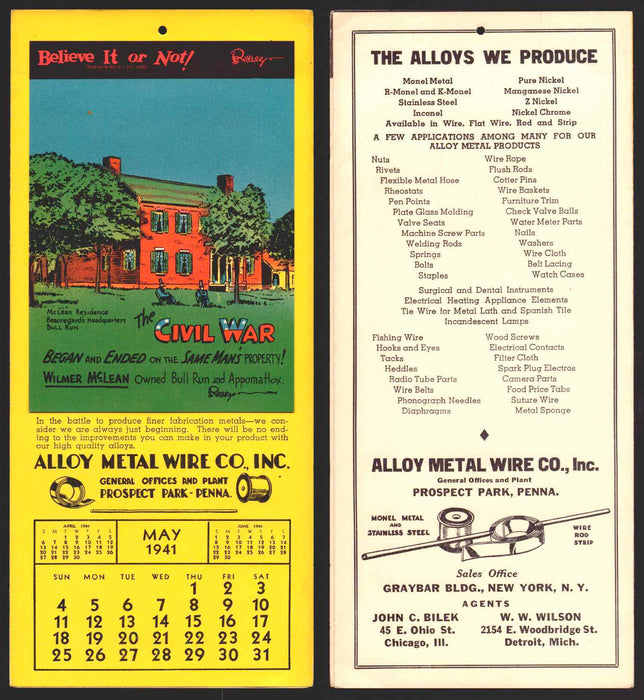 Ripley's Believe It or Not Facts Foldout Advertising Calendar 1933 - 1942 You Pi May	1941  - TvMovieCards.com
