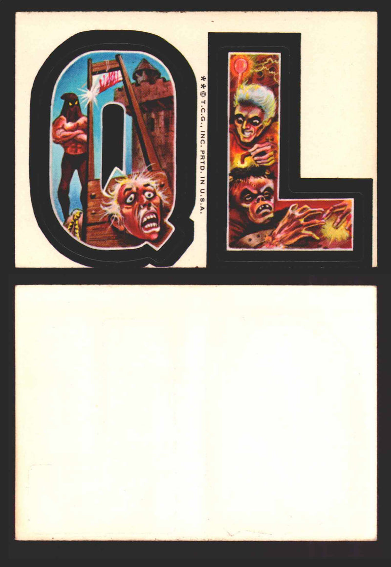 1973-74 Monster Initials Vintage Sticker Trading Cards You Pick Singles #1-#132 Q L  - TvMovieCards.com