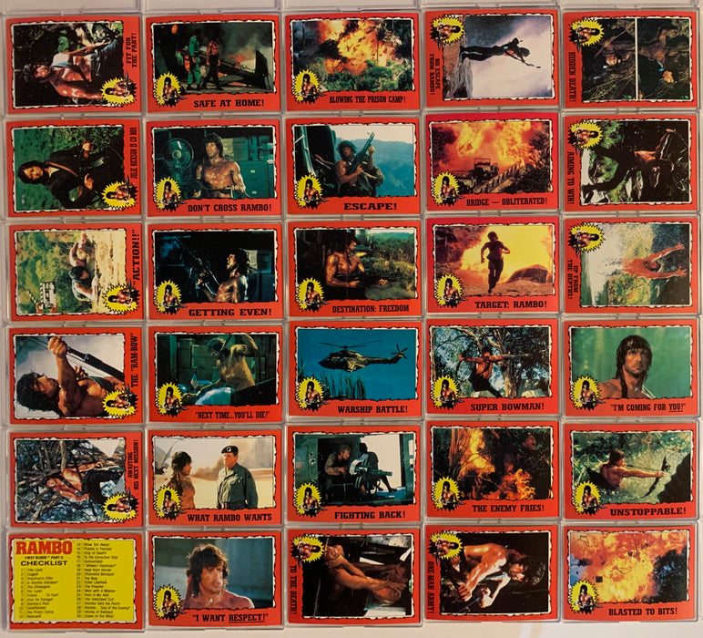 1985 Rambo First Blood Part II 66 Card Complete Vintage Base Trading Card Set   - TvMovieCards.com