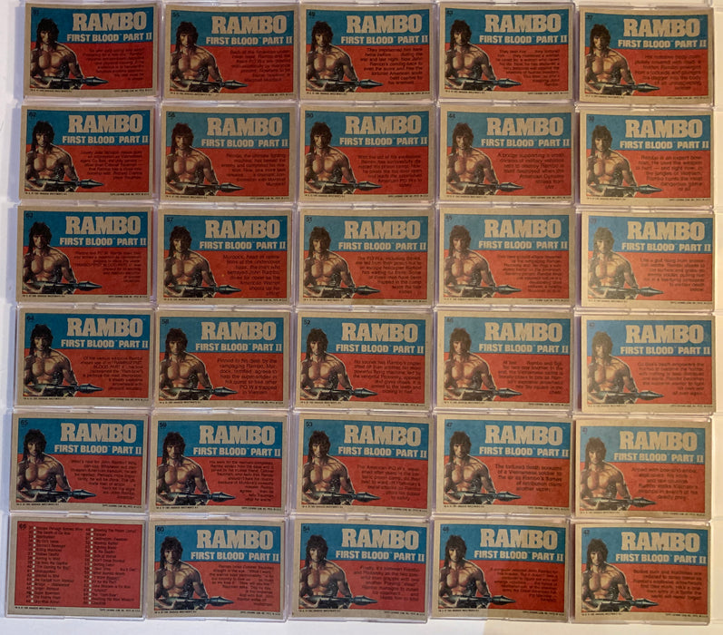 1985 Rambo First Blood Part II 66 Card Complete Vintage Base Trading Card Set   - TvMovieCards.com