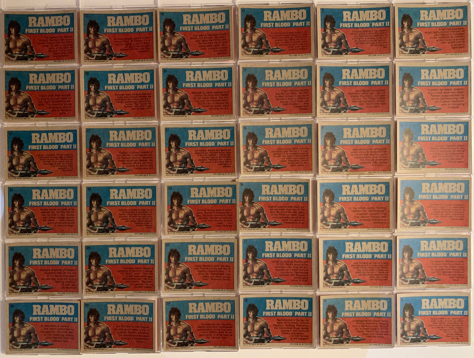 1985 Rambo First Blood Part II 66 Card Complete Vintage Base Trading Card Set   - TvMovieCards.com