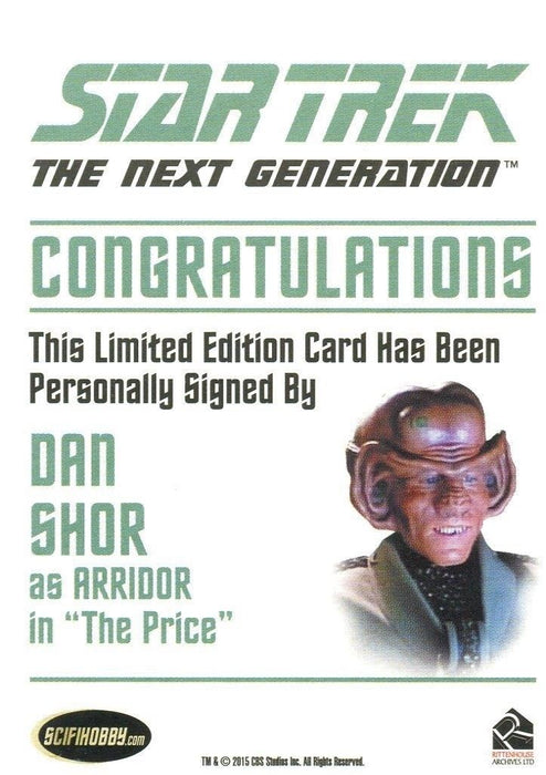 Star Trek TNG Portfolio Prints Autograph Card Dan Shor Arridor   - TvMovieCards.com