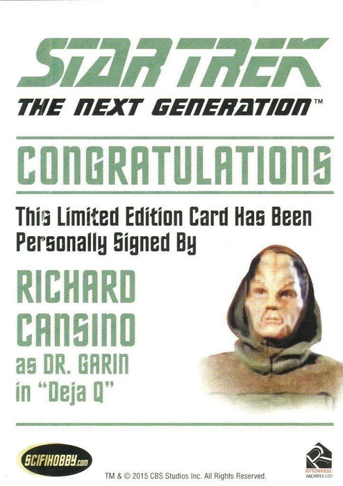 Star Trek TNG Portfolio Prints Autograph Card Richard Cansino as Dr. Garin   - TvMovieCards.com