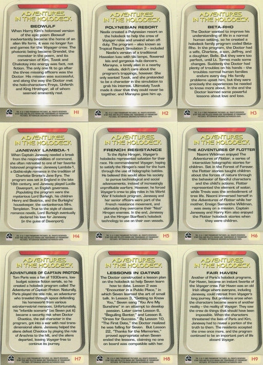 Star Trek  Voyager Complete Holodeck Chase Card Set H1 thru H9   - TvMovieCards.com