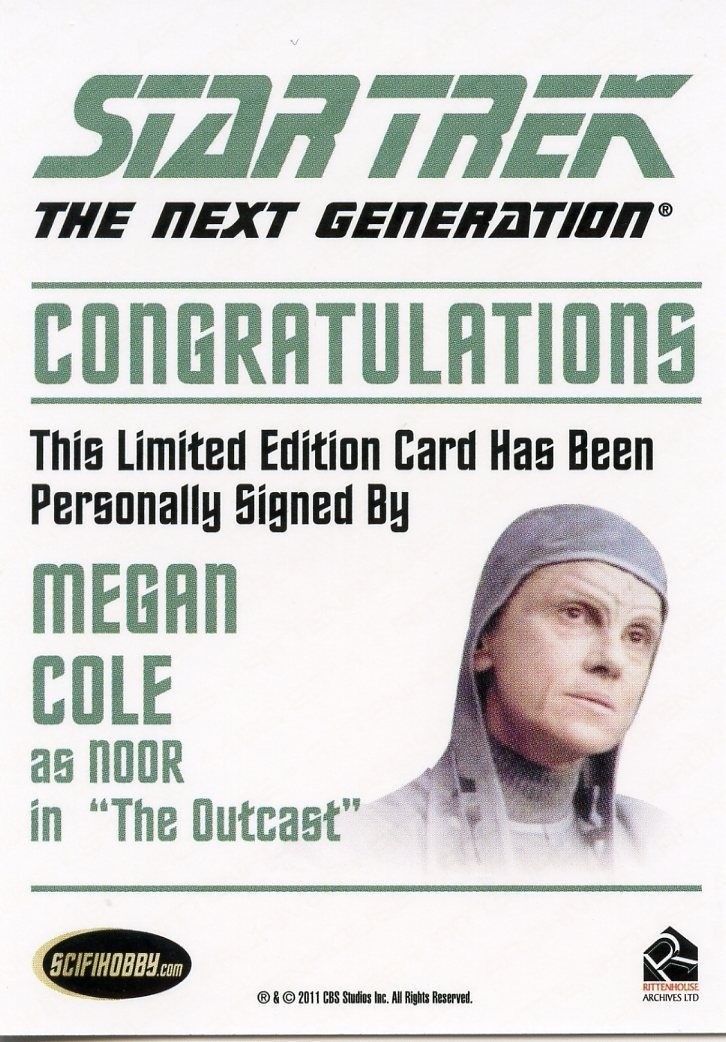 Star Trek TNG Complete Series 2 Autograph Card Megan Cole Noor   - TvMovieCards.com