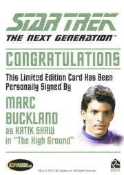 Star Trek TNG Portfolio Prints Autograph Card Marc Buckland as Katik Shaw   - TvMovieCards.com