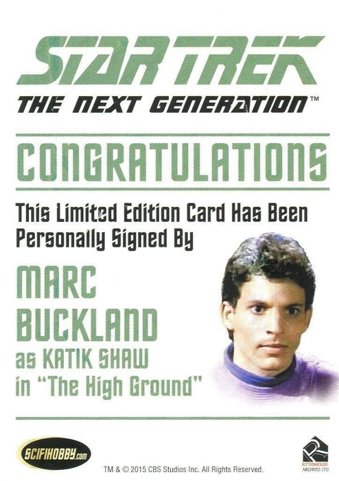 Star Trek TNG Portfolio Prints Autograph Card Marc Buckland as Katik Shaw   - TvMovieCards.com