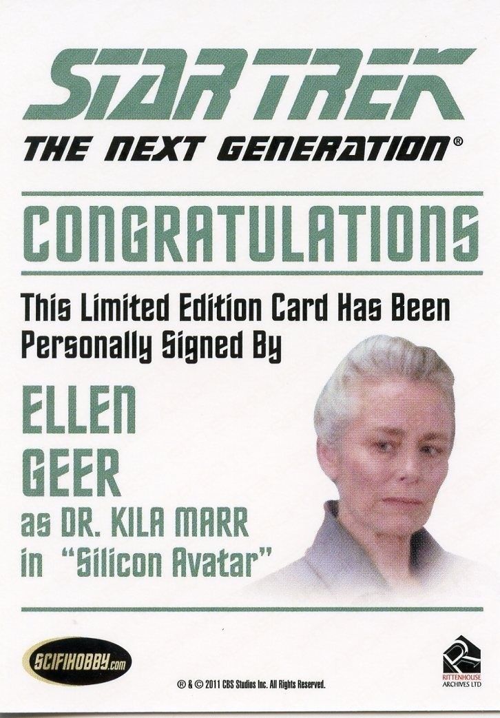 Star Trek TNG Complete Series 2 Autograph Card Ellen Geer Dr. Kila Marr   - TvMovieCards.com