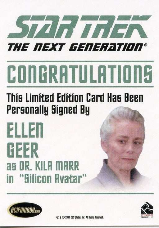 Star Trek TNG Complete Series 2 Autograph Card Ellen Geer Dr. Kila Marr   - TvMovieCards.com