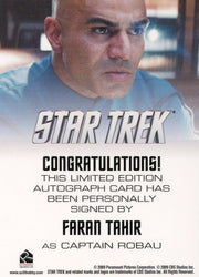 Star Trek The Movie 2009 Autograph Card Faran Tahir as Captain Robau   - TvMovieCards.com