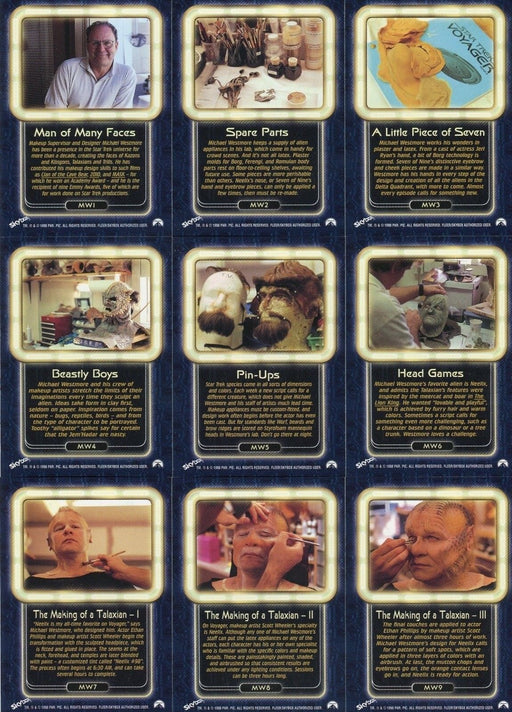 Star Trek Voyager Profiles Michael Westmore Chase Card Set MW1 thru MW9 1998   - TvMovieCards.com