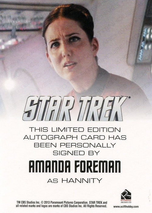 STAR TREK Movie Into Darkness 2014 Autograph Card Amanda Foreman Hannity   - TvMovieCards.com