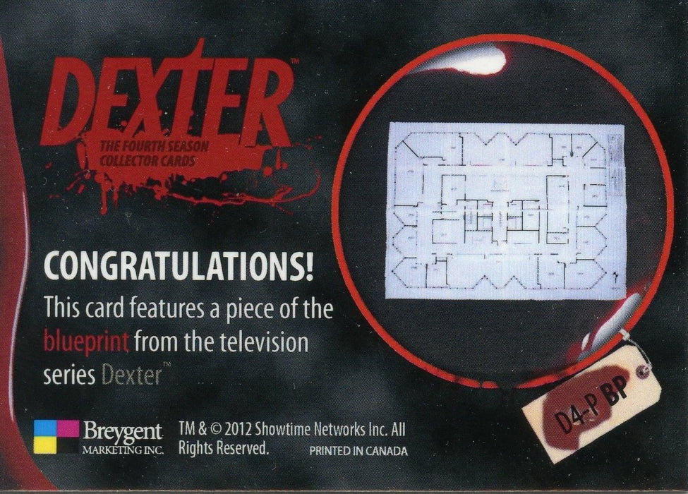 DEXTER Season 4 Prop Card Blueprint D4 P BP Breygent   - TvMovieCards.com