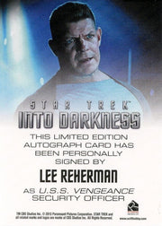 STAR TREK Movie Into Darkness 2014 Autograph Card Lee Reherman Security Officer   - TvMovieCards.com