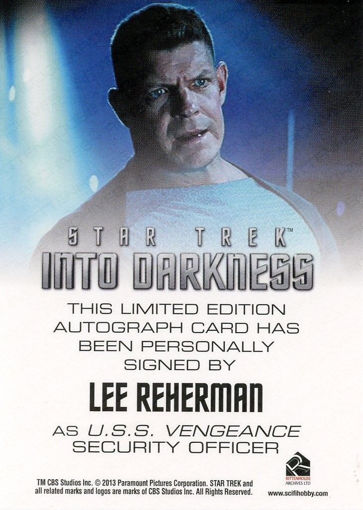 STAR TREK Movie Into Darkness 2014 Autograph Card Lee Reherman Security Officer   - TvMovieCards.com