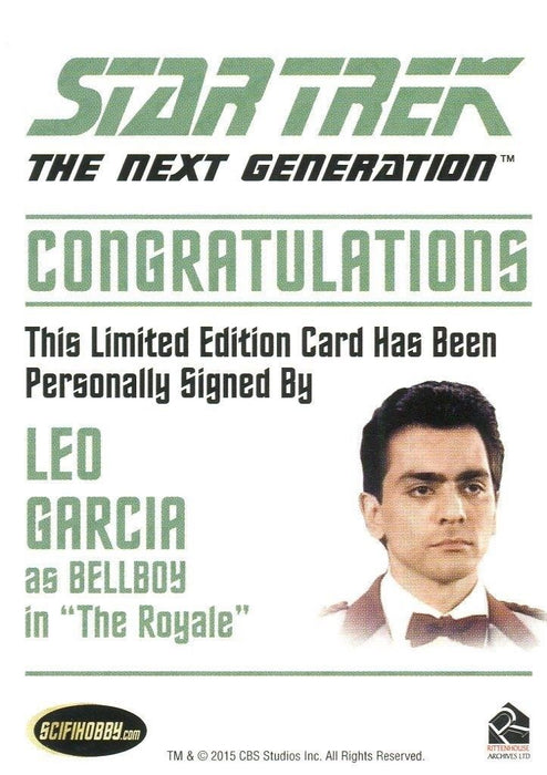Star Trek TNG Portfolio Prints Autograph Card Leo Garcia as Bellboy   - TvMovieCards.com
